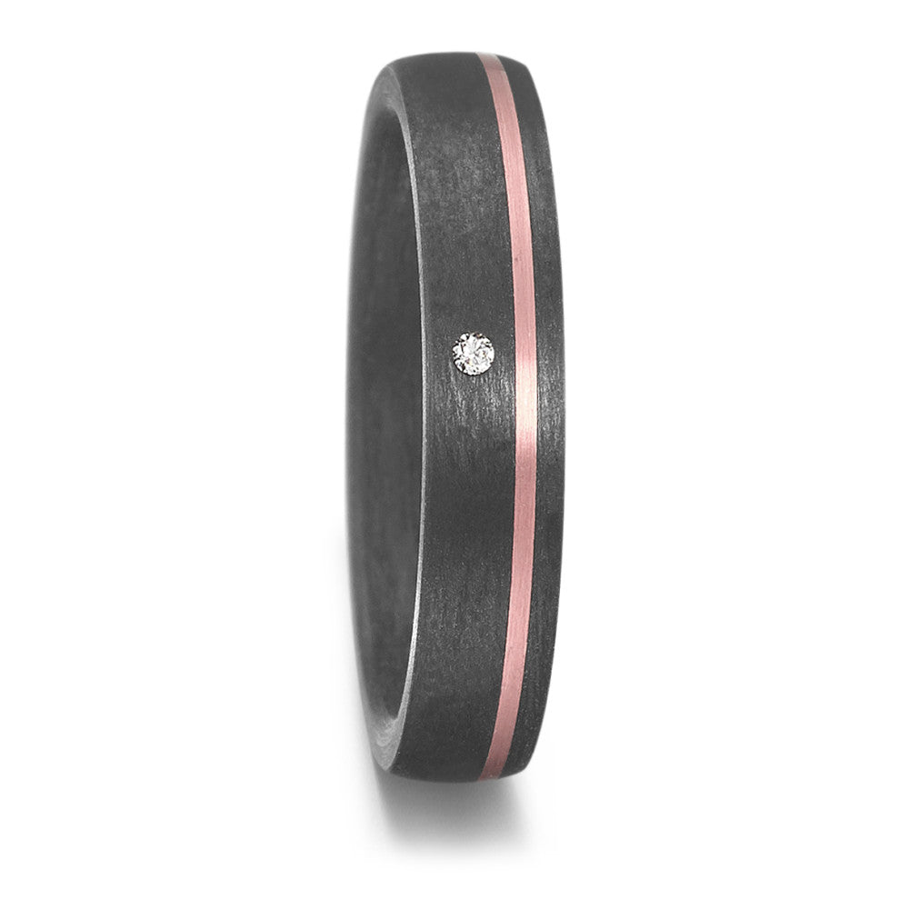 Partnerring 585/14 krt roségoud, Carbon Diamant 0.015 ct, w-si