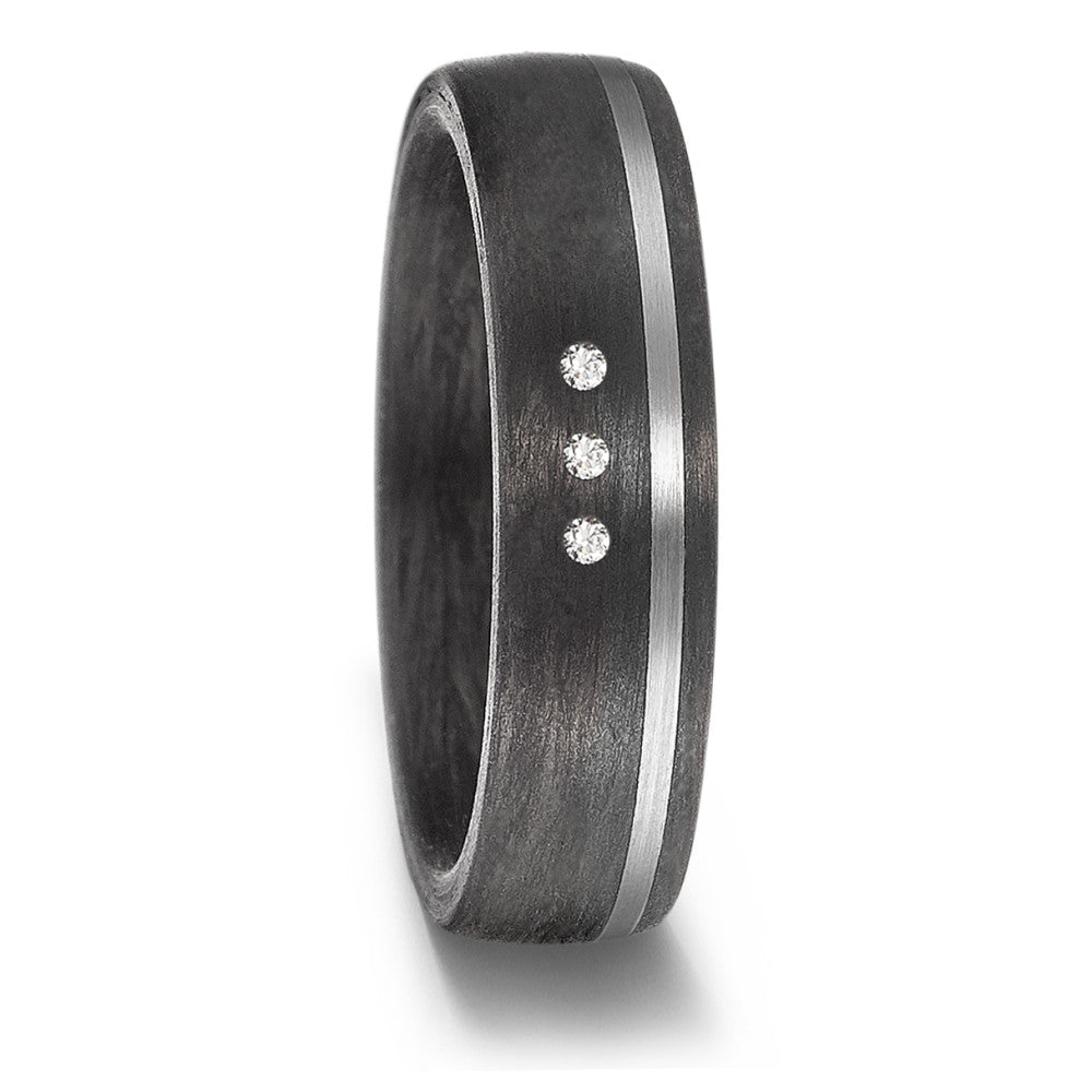 Partnerring 500 Palladium, Carbon Diamant 0.03 ct, 3 Steen