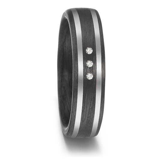 Partnerring 500 Palladium, Carbon Diamant 0.03 ct, 3 Steen