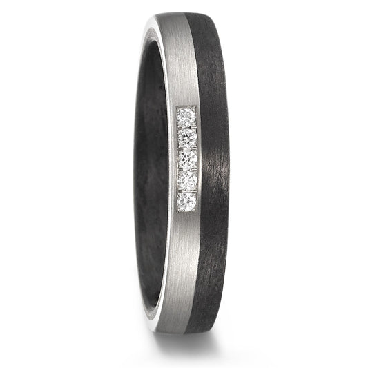 Partnerring 500 Palladium, Carbon Diamant 0.05 ct, 5 Steen