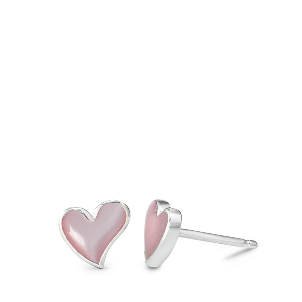 Clous d'oreilles Argent nacre Coeur Ø7 mm