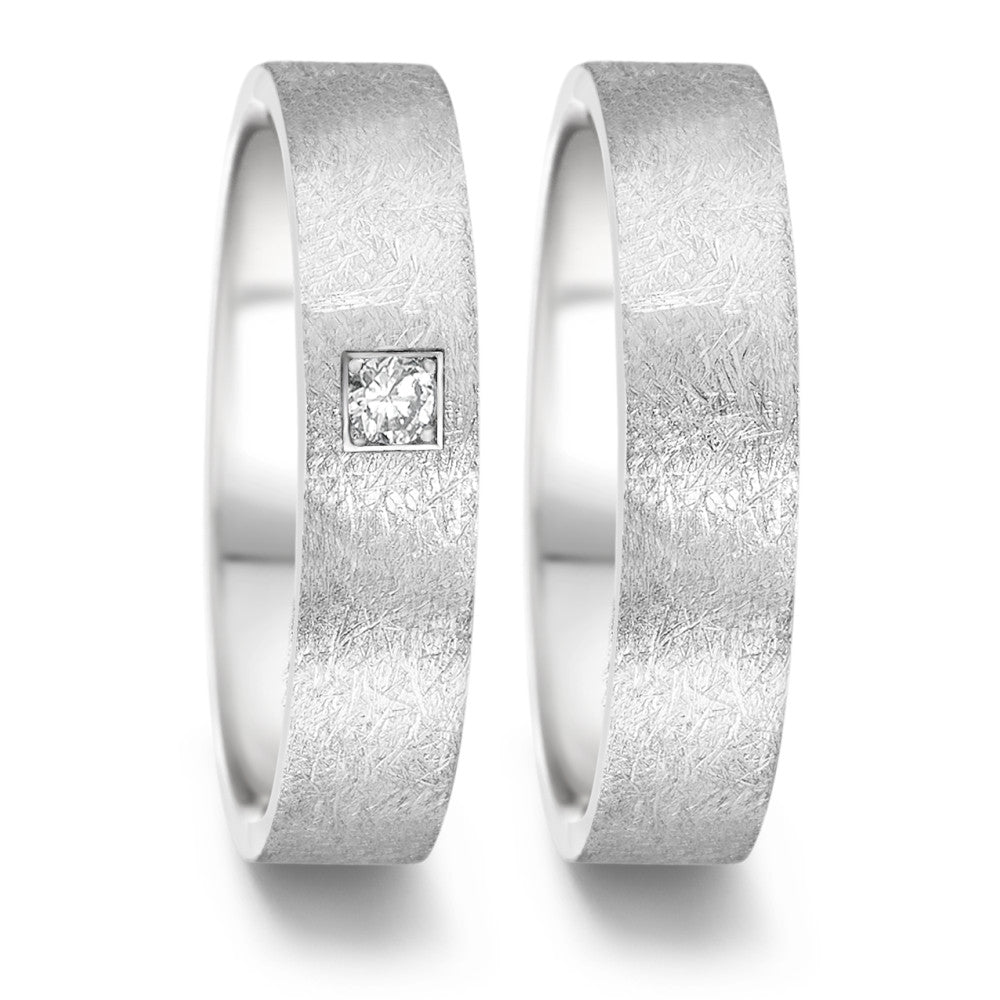 Partnerring Roestvrijstaal Diamant 0.06 ct, tw-si