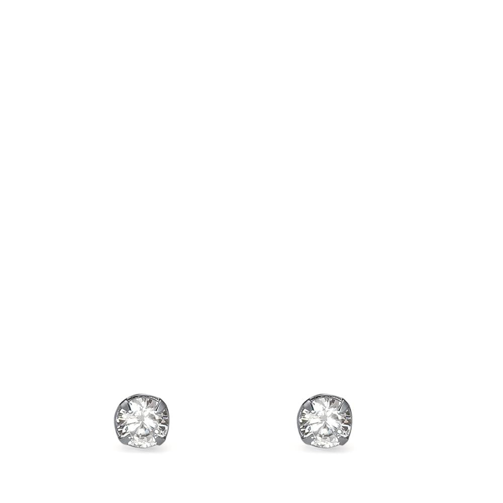 Clous d'oreilles Argent Zircone blanc, 2 Pierres Ø4 mm