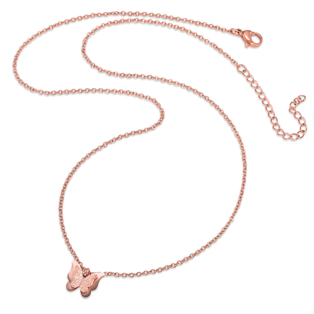 Collier Roestvrijstaal Rosé IP-gecoat Vlinder 45-50 cm