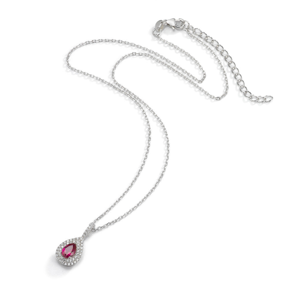 Chaînette avec pendentif Argent Zircone rose Rhodié 40-45 cm