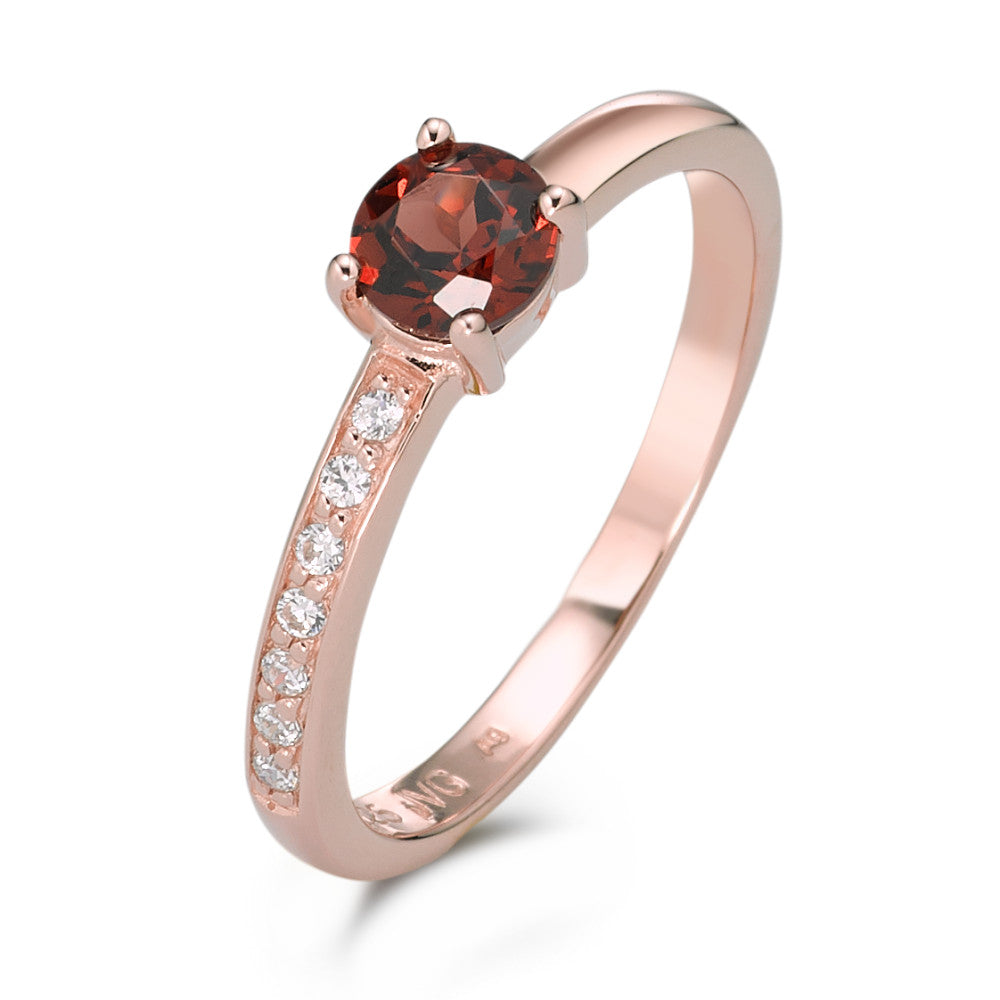 Bague Argent Grenat 8 Pierres rosé Plaqué or Ø5 mm