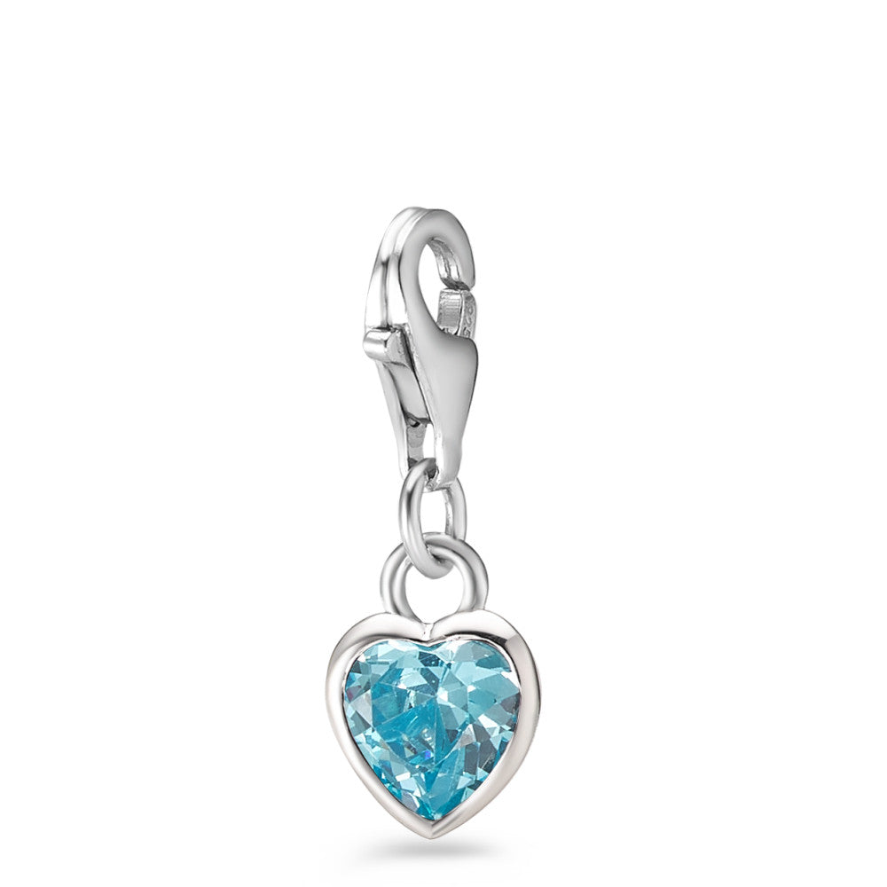 Charms Silber Zirkonia aqua rhodiniert Herz Ø7 mm