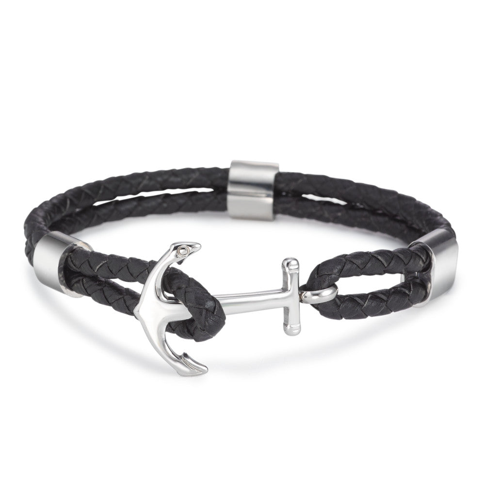 Bracelet Cuir, Acier inoxydable Ancre 21 cm