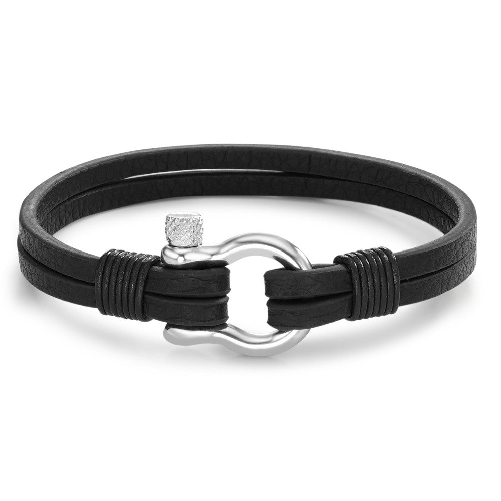 Armband Leder, Roestvrijstaal 18.5 cm