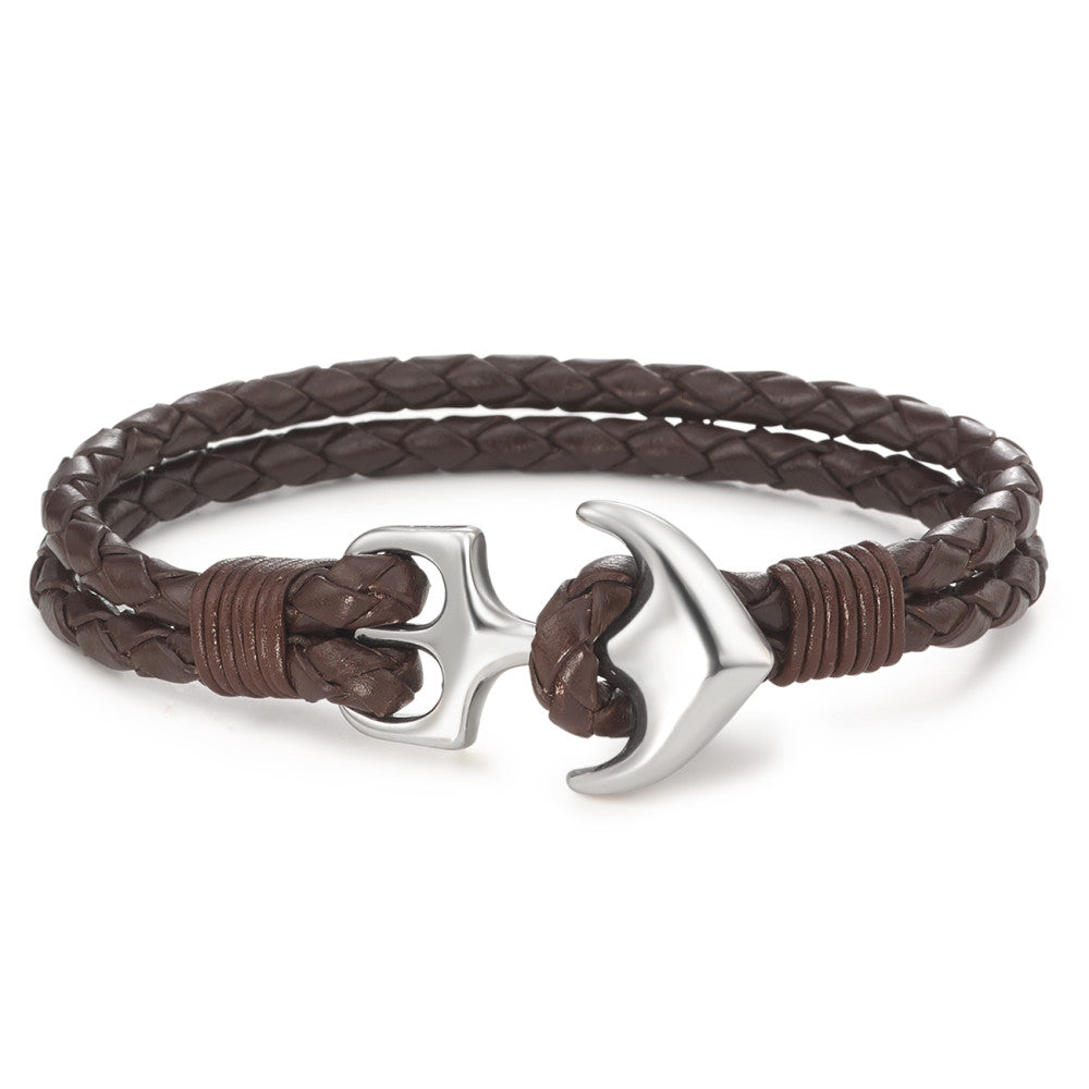 Bracelet Cuir, Acier inoxydable Ancre 18.5 cm