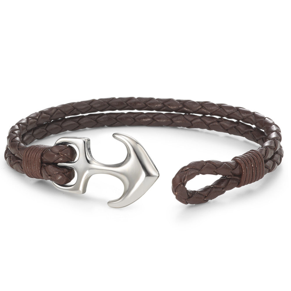 Armband Leder, Edelstahl Anker