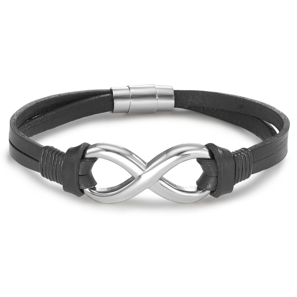 Bracelet Cuir, Acier inoxydable Infini 17 cm