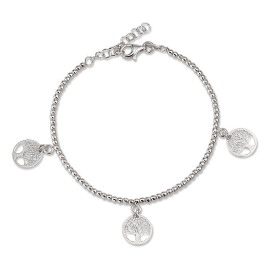 Bracelet Argent Rhodié Arbre de la vie 16-19 cm Ø10 mm