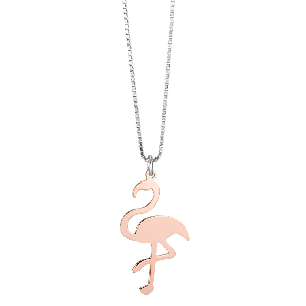 Collier met hanger Zilver Rosé Verguld Flamingo 38 cm