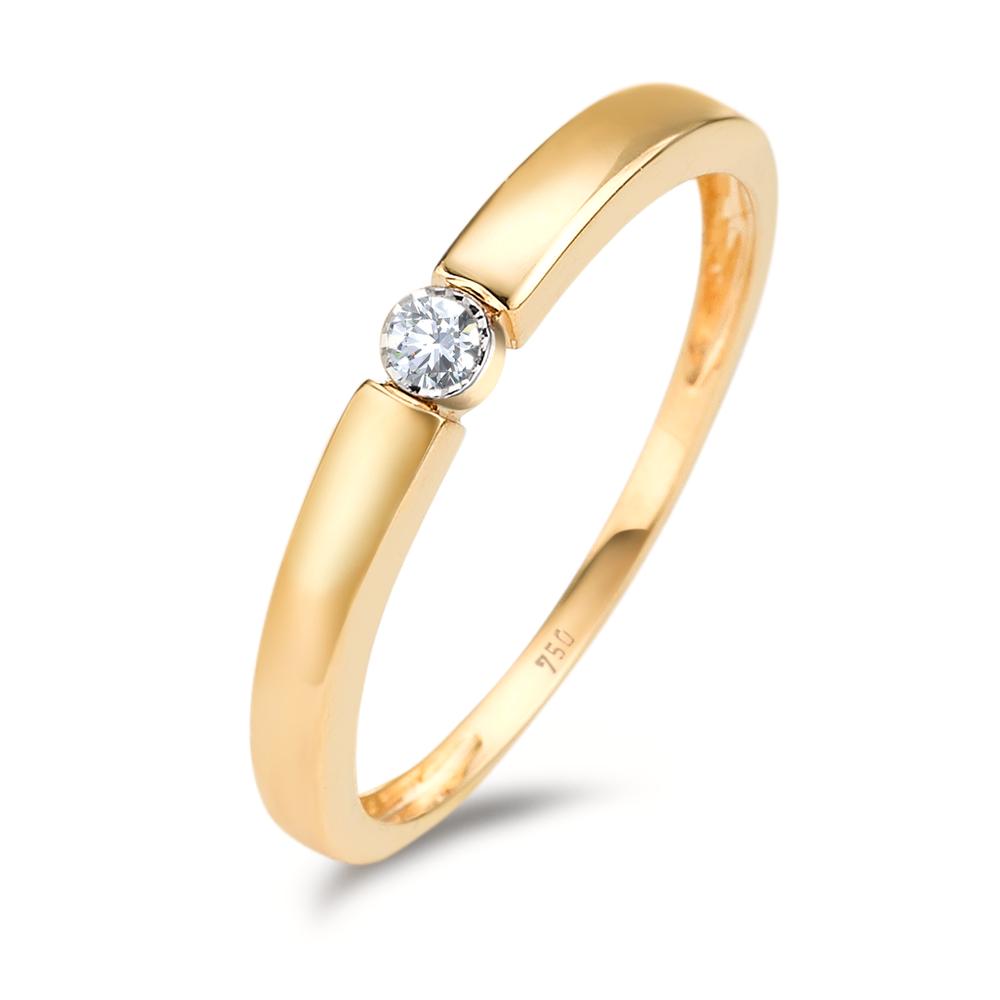 Solitaire ring 750/18 krt geel goud Diamant 0.04 ct, w-pi2