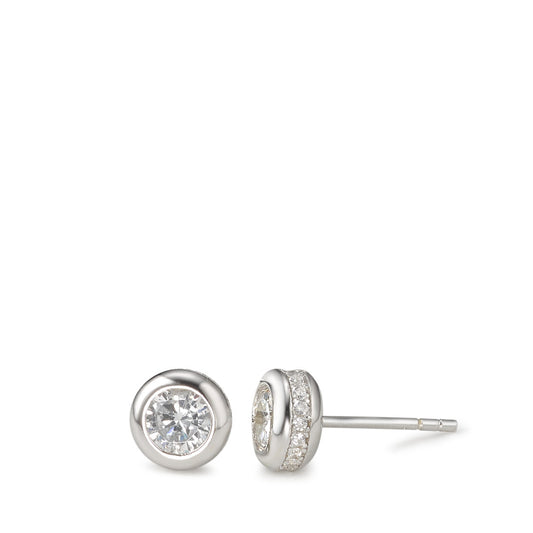 Clous d'oreilles Argent Zircone Rhodié Ø7 mm