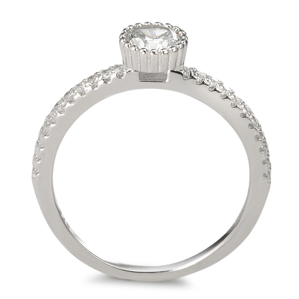 Bague solitaire Argent Zircone Rhodié Ø5.5 mm