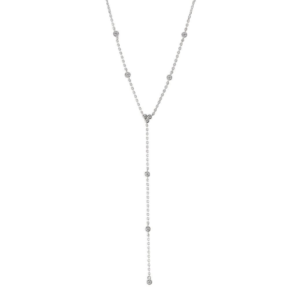 Collier Silber Zirkonia 14 Steine rhodiniert verstellbar