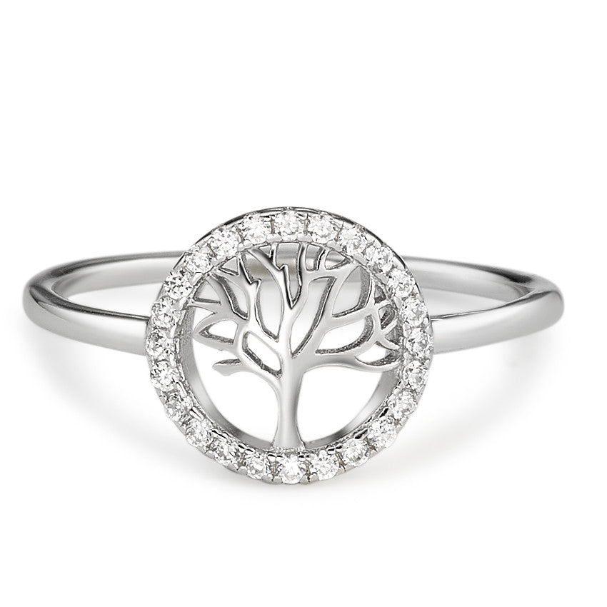 Bague Argent Zircone Rhodié Arbre de la vie Ø10 mm