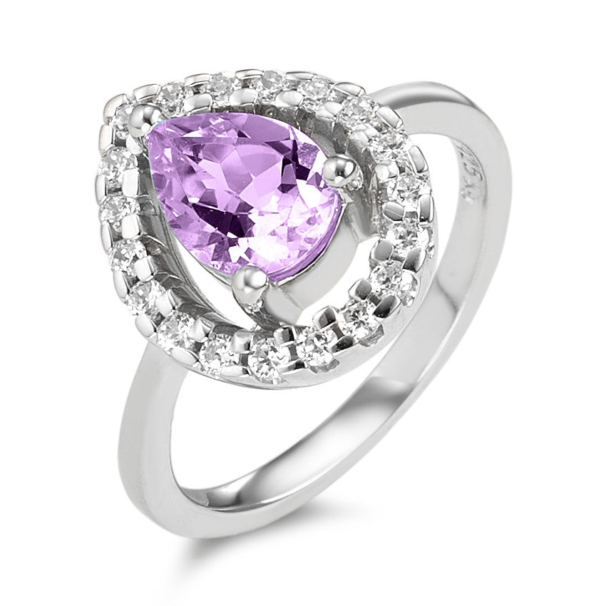 Fingerring Silber Amethyst, Zirkonia rhodiniert