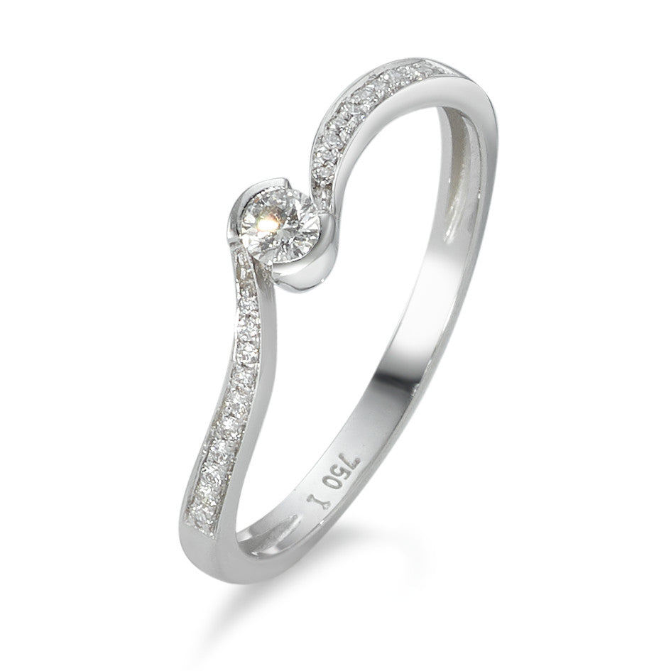 Ring 750/18K krt witgoud Diamant 0.15 ct, 21 Steen, w-si