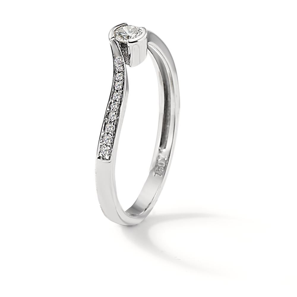 Ring 750/18K krt witgoud Diamant 0.15 ct, 21 Steen, w-si