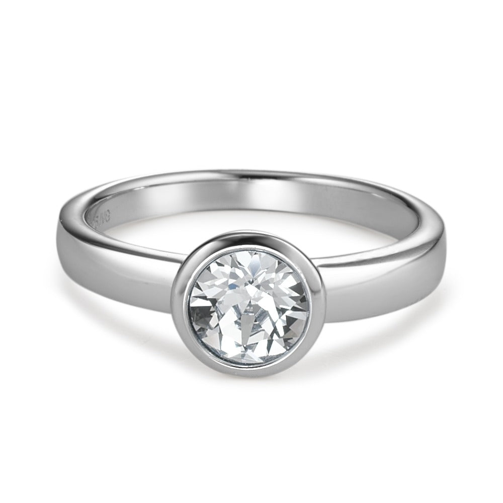 Solitaire ring Zilver Zirkonia Gerhodineerd Ø8 mm