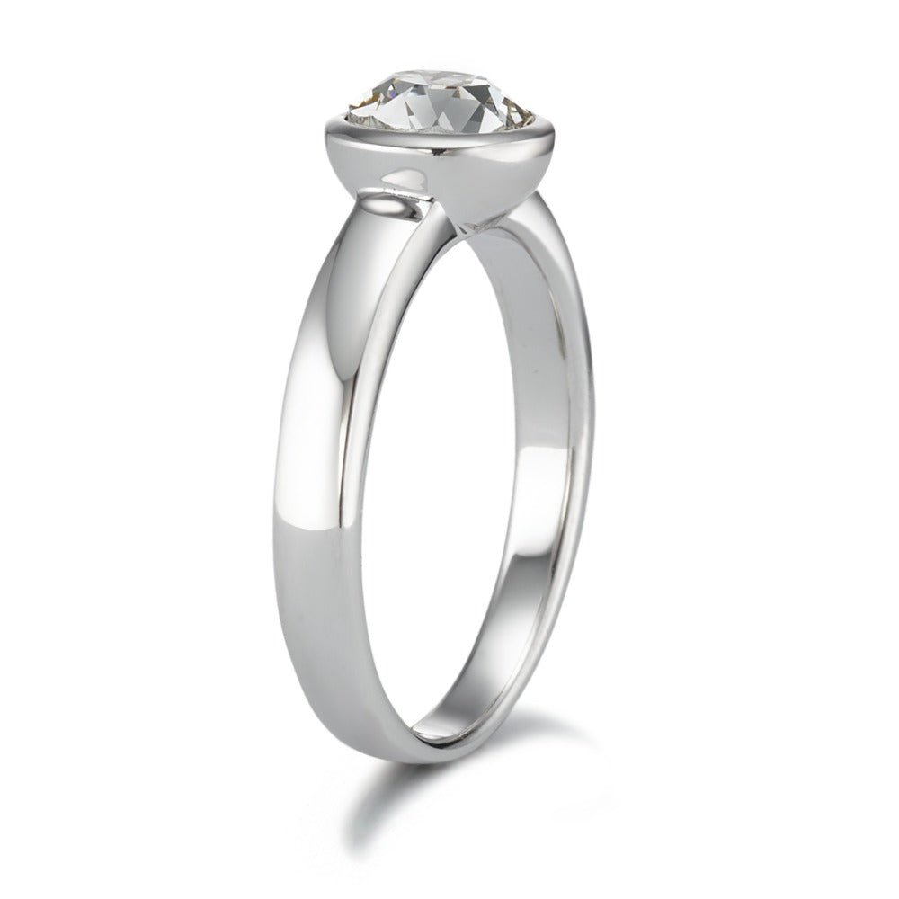 Solitaire ring Zilver Zirkonia Gerhodineerd Ø8 mm