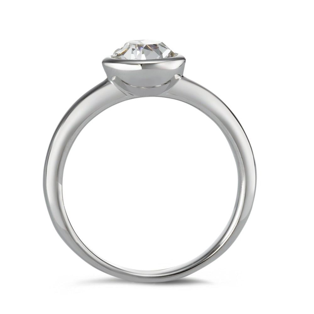 Solitaire ring Zilver Zirkonia Gerhodineerd Ø8 mm