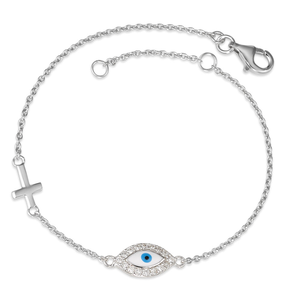 Armband Silber Zirkonia rhodiniert Kreuz verstellbar