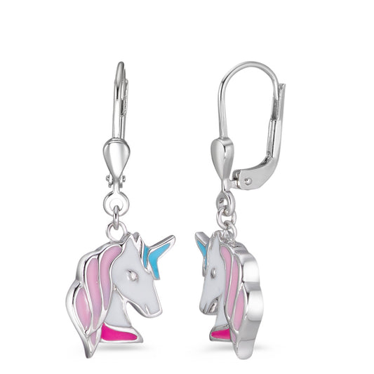 Pendant d'oreilles Argent Laqué Licorne