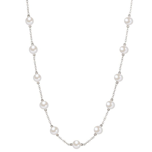 Collier Zilver Gerhodineerd zoetwater Parel 63 cm