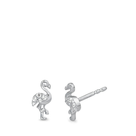 Clous d'oreilles Argent Zircone 10 Pierres Rhodié Flamant Rose