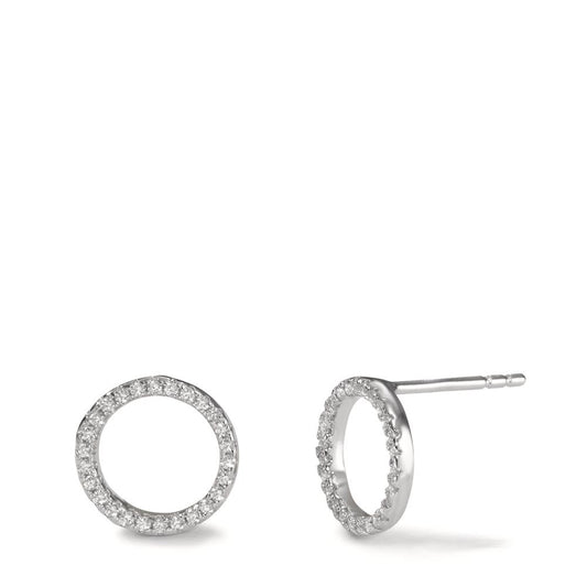 Clous d'oreilles Argent Zircone Rhodié Ø8 mm