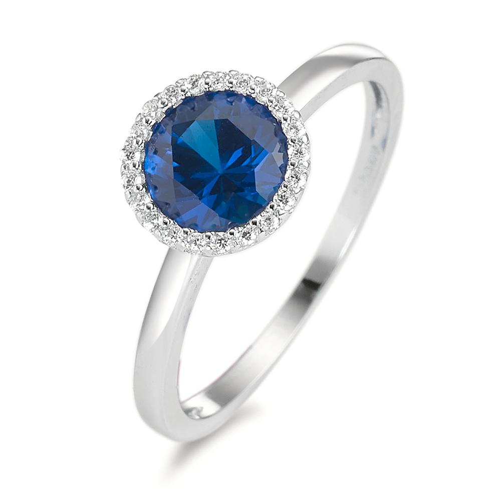 Bague Argent Zircone bleu clair Rhodié Ø9 mm