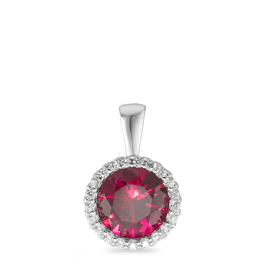 Pendentif Argent Zircone rouge Rhodié Ø9 mm