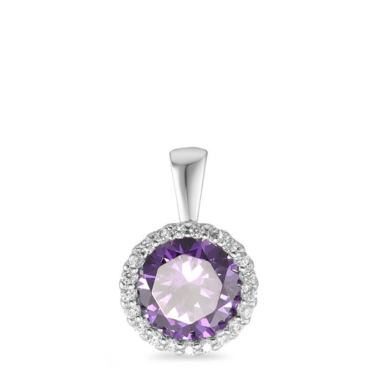 Pendentif Argent Zircone violet Rhodié Ø9 mm