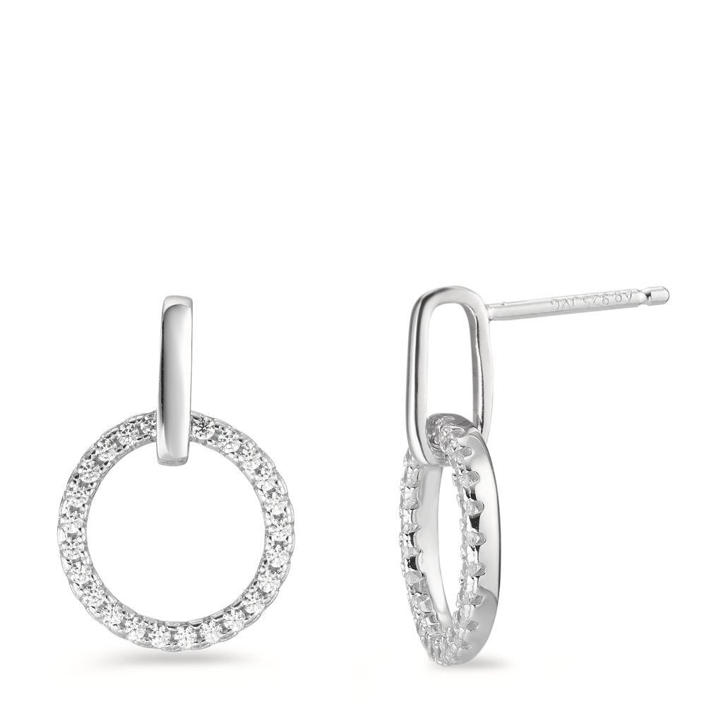 Pendant d'oreilles Argent Zircone Rhodié Ø13 mm