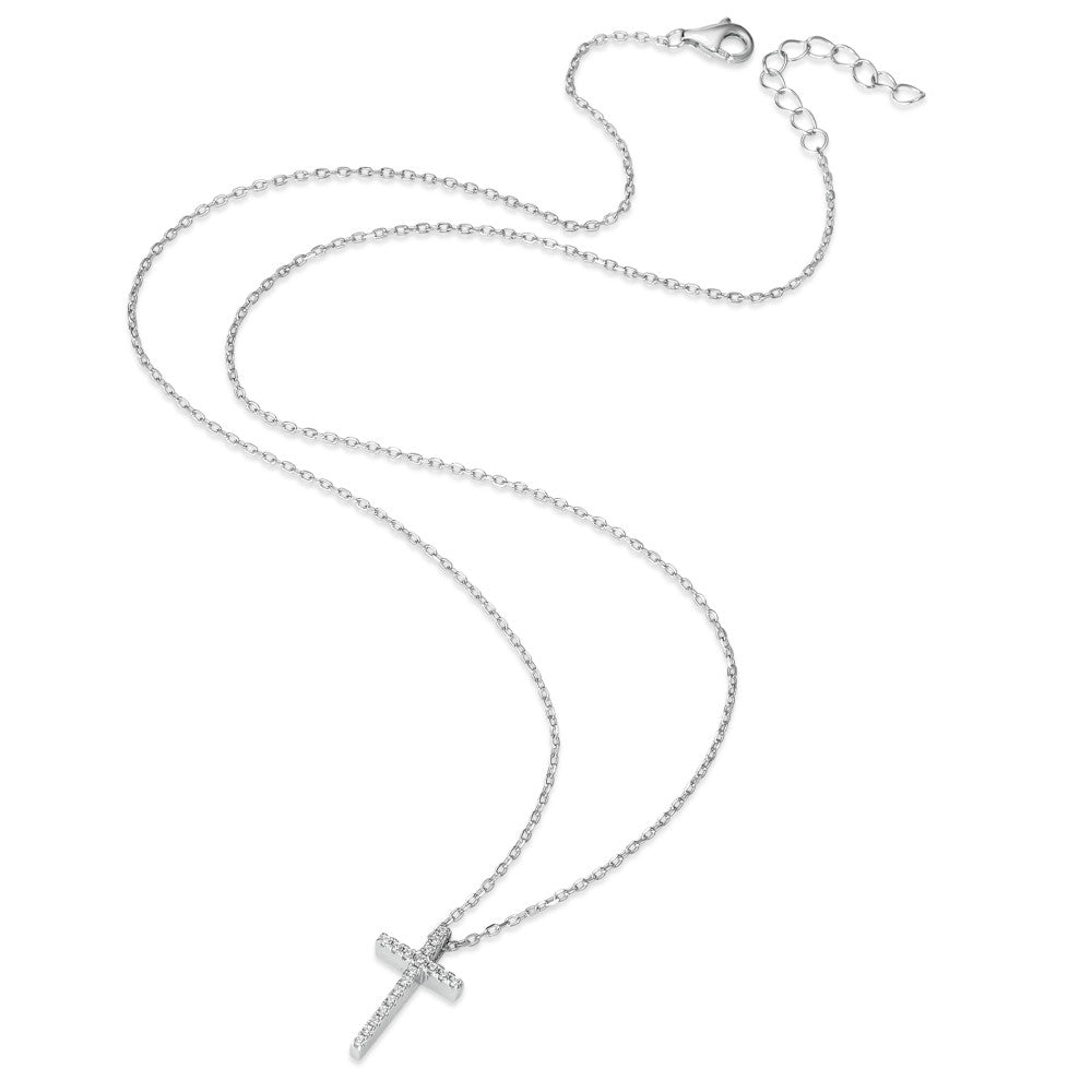 Collier Argent Zircone Rhodié Croix 40-43 cm