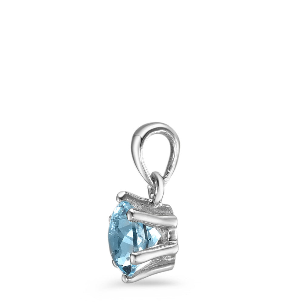 Pendentif Argent Topaze bleu Rhodié Ø6.5 mm