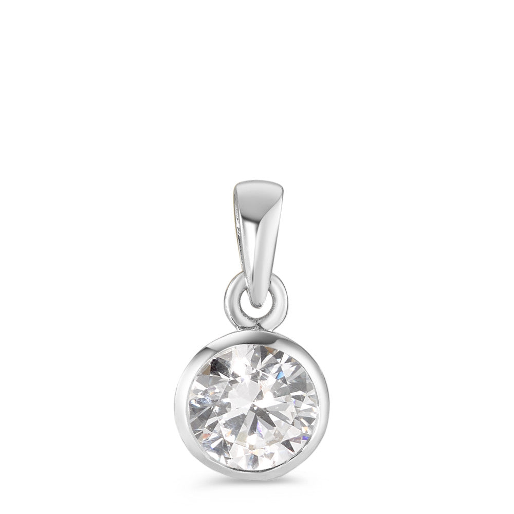 Pendentif Argent Zircone blanc Rhodié Ø7.5 mm