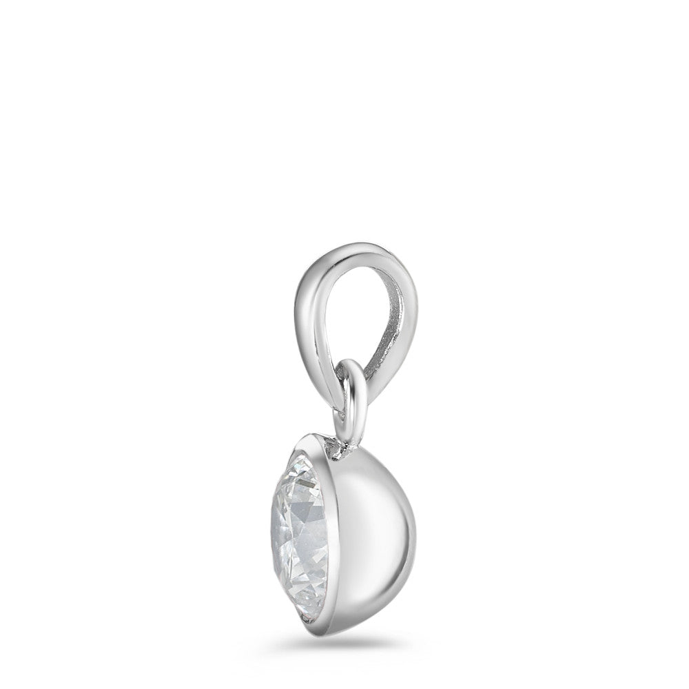 Pendentif Argent Zircone blanc Rhodié Ø7.5 mm