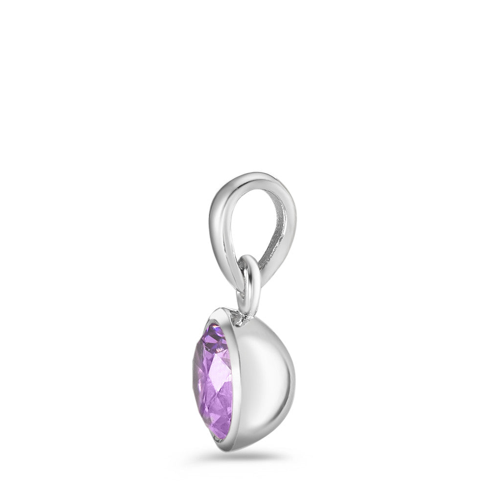 Pendentif Argent Zircone violet Rhodié Ø7.5 mm