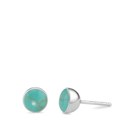 Clous d'oreilles Argent Turquoise vert Rhodié Ø7 mm