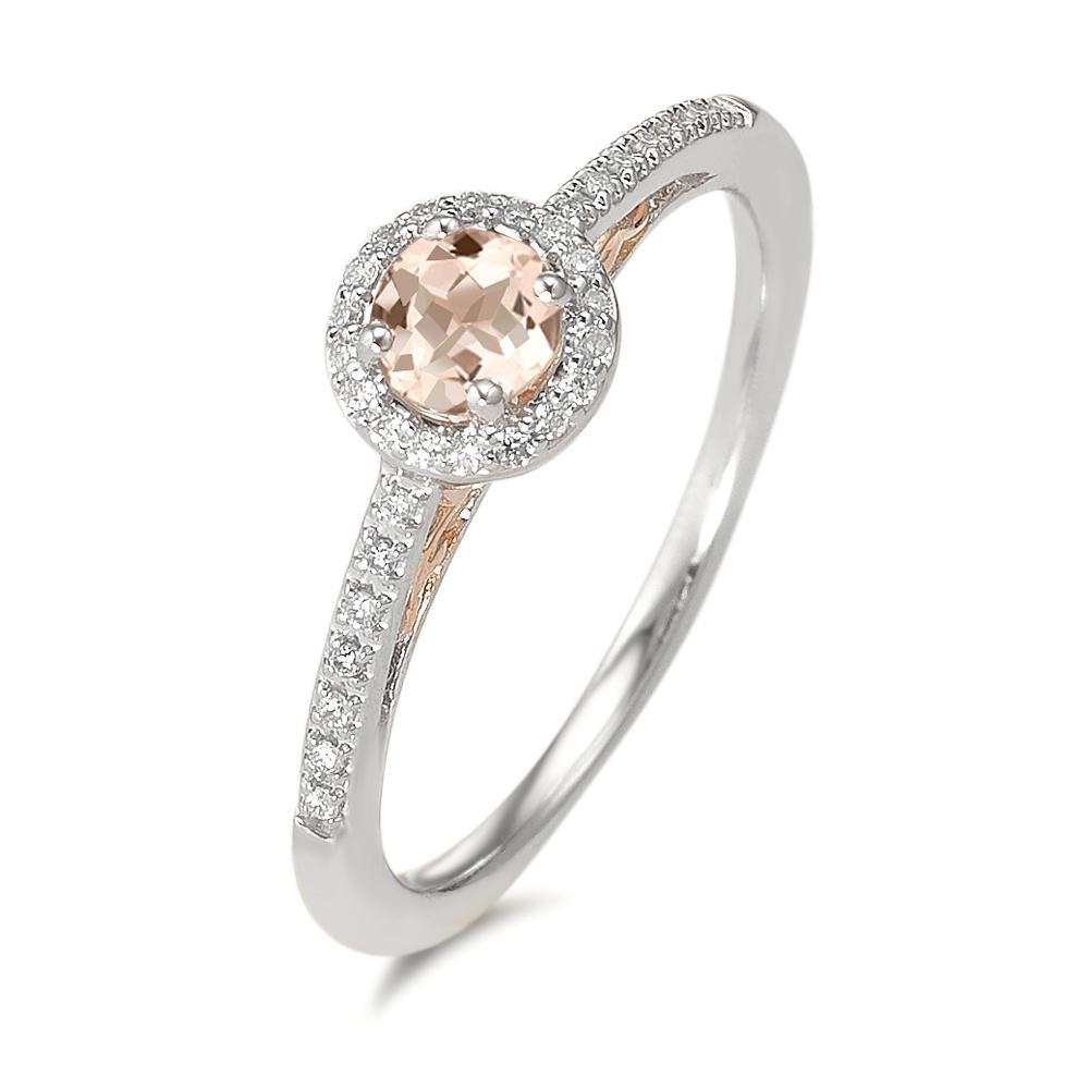 Solitaire ring 375/9 krt witgoud Diamant 0.10 ct, w-pi3, Morganiet Champagne