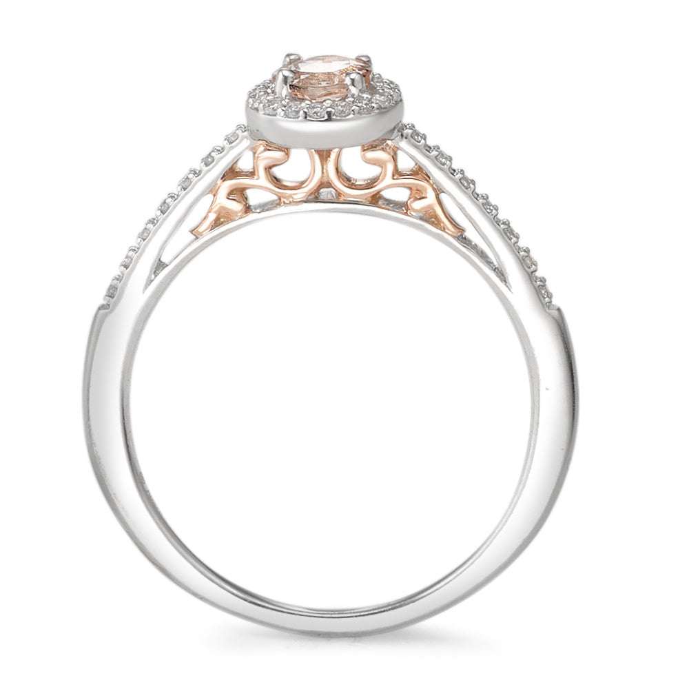 Ring 375/9 krt witgoud Diamant 0.10 ct, w-pi3, Morganiet Champagne