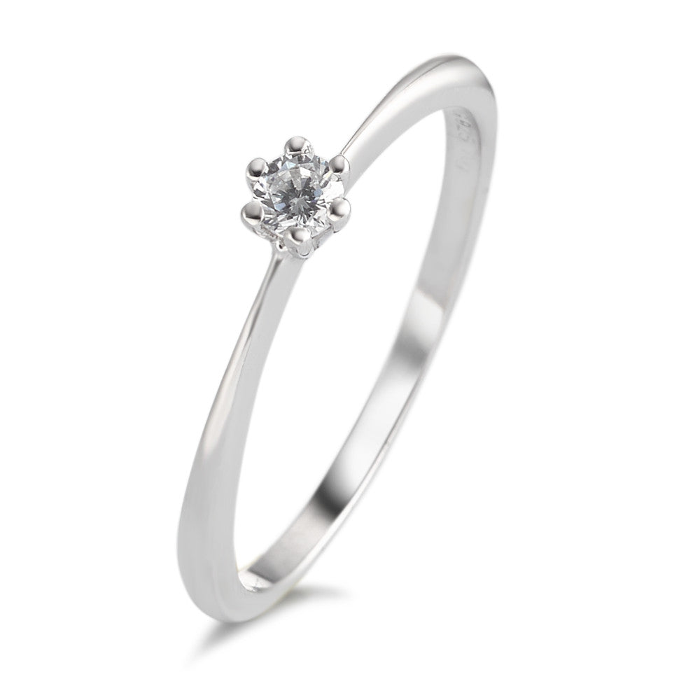 Solitaire ring Zilver Zirkonia Gerhodineerd