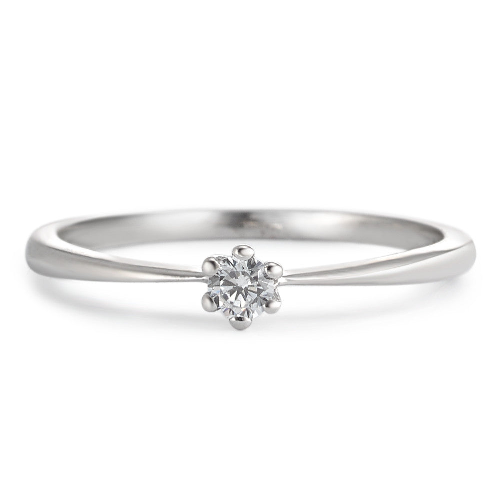 Solitaire ring Zilver Zirkonia Gerhodineerd