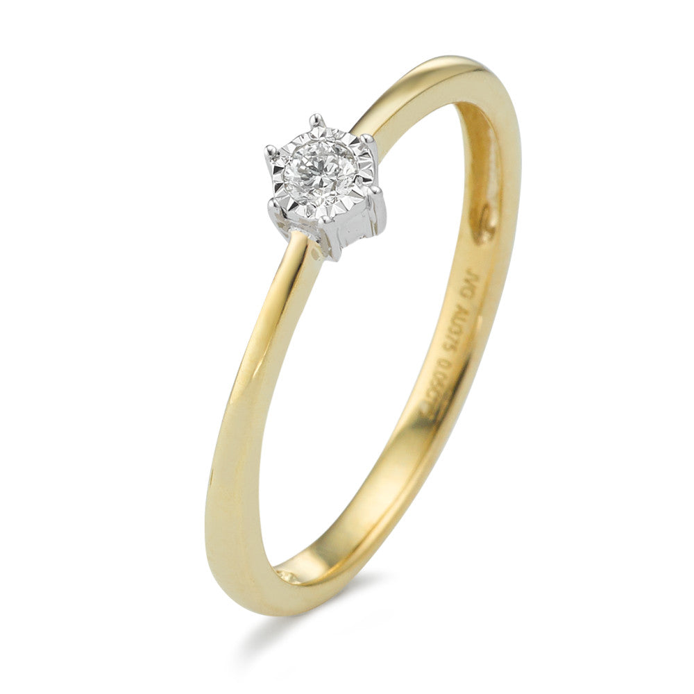 Bague solitaire Or jaune 9K Diamant 0.05 ct, w-si Bicolore