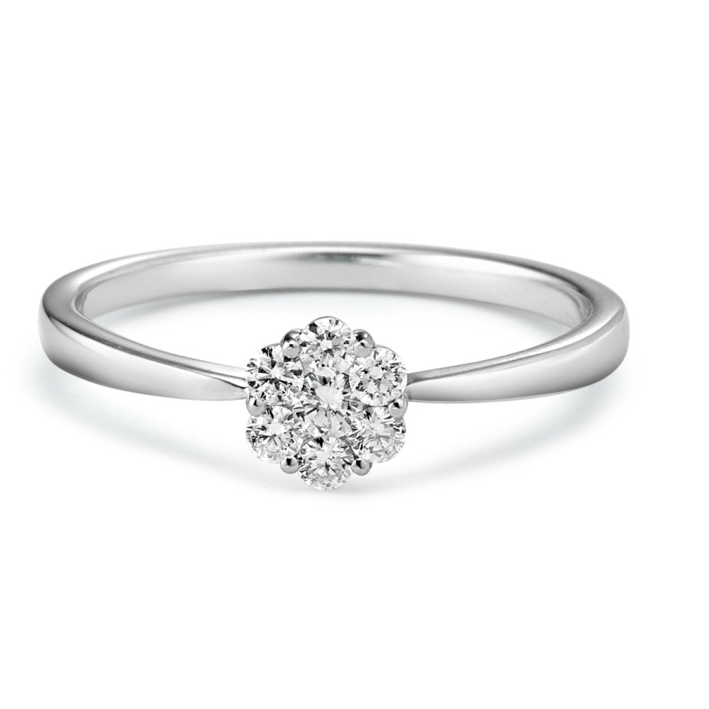 Bague Or blanc 9K Diamant 0.18 ct, 7 Pierres, w-si